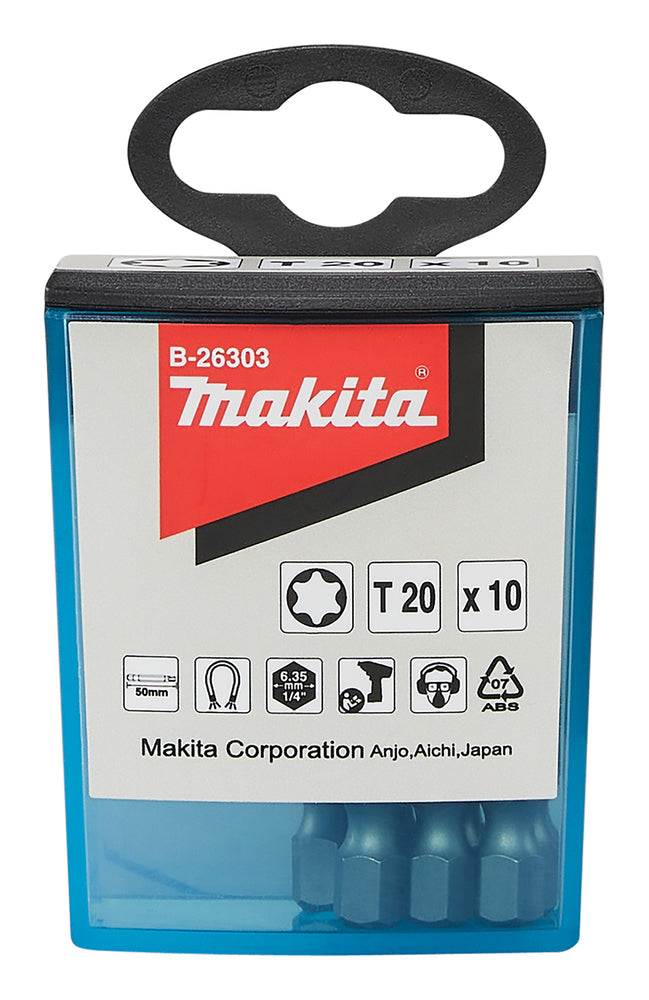 Новая подлинная Makita B-26303 Винт Bit Flip Top Case T20X50 мм 10 шт.