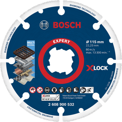 New Genuine Bosch 2608900532 EXPERT Diamond Metal Wheel X-LOCK Cutting Disc