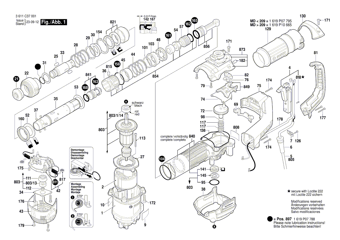 Новая подлинная труба молотка Bosch 1619p07734