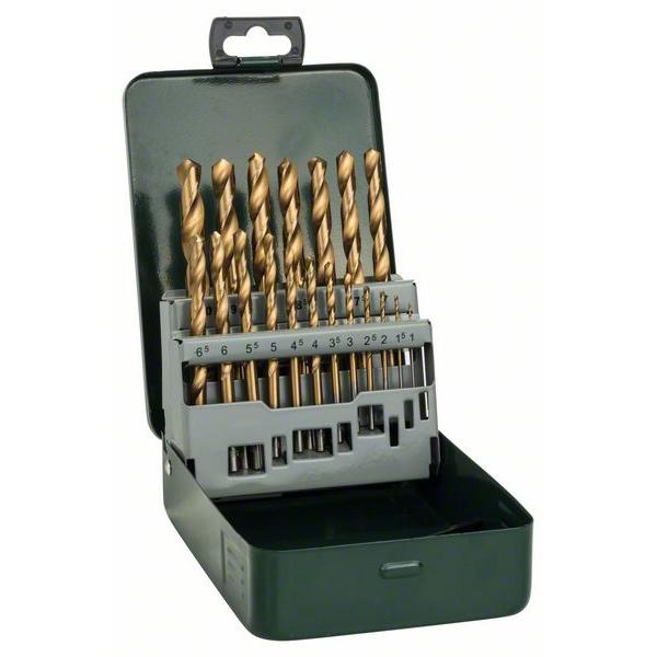 Новый подлинный Bosch 2607019437 Металлический бурильный бит HSS-TIN, DIN 338 SET 19 PIECE