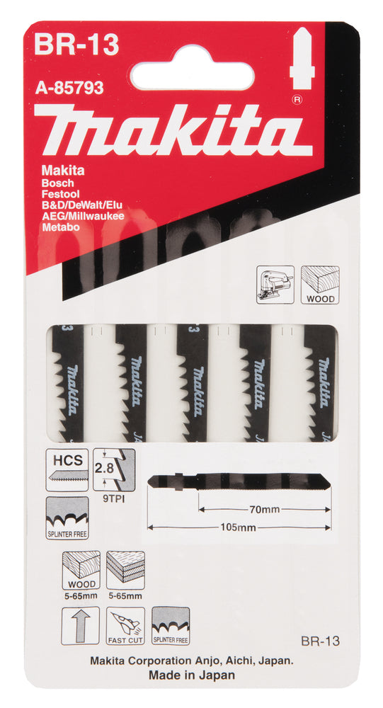 Nieuwe echte Makita A-85793 Jigsaw Blade BR-13 64mm HCS 5 stks