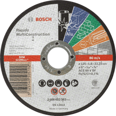 Nieuwe echte Bosch 2608602383 Multi Construction Rapido Cutting Disc voor kleine