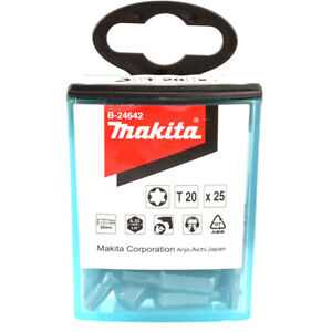 Новый подлинный Makita B-24642 ​​винтовой битовой флип-верхний чехол T20x25 мм 25 шт.