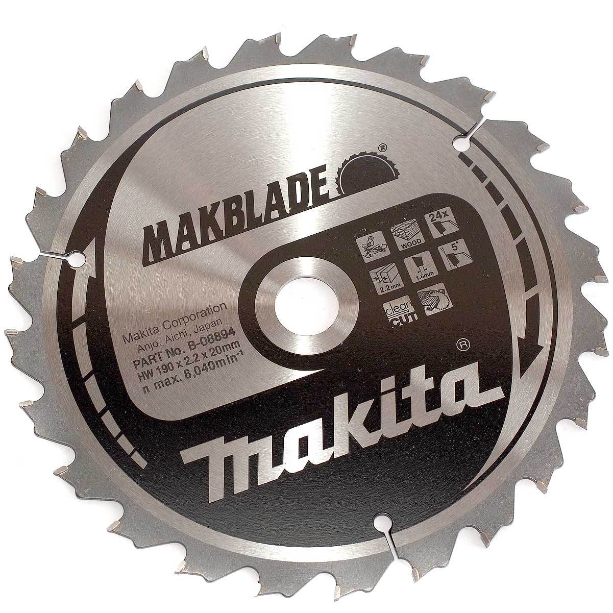 Новая подлинная Makita B-08894 Saw Blade 190 x 20 x 2,2 мм 24t 5 ° Makblade LS0714