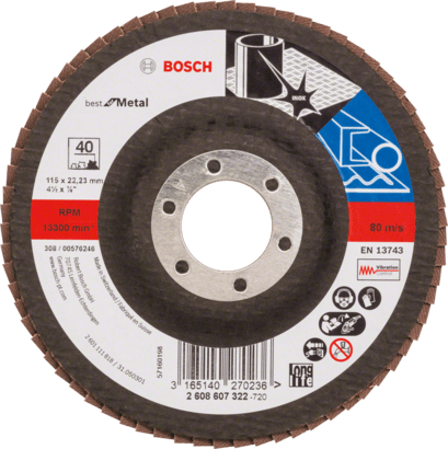 New Genuine Bosch 2608607322 X571 Best for Metal Flap Discs, Angled Version For