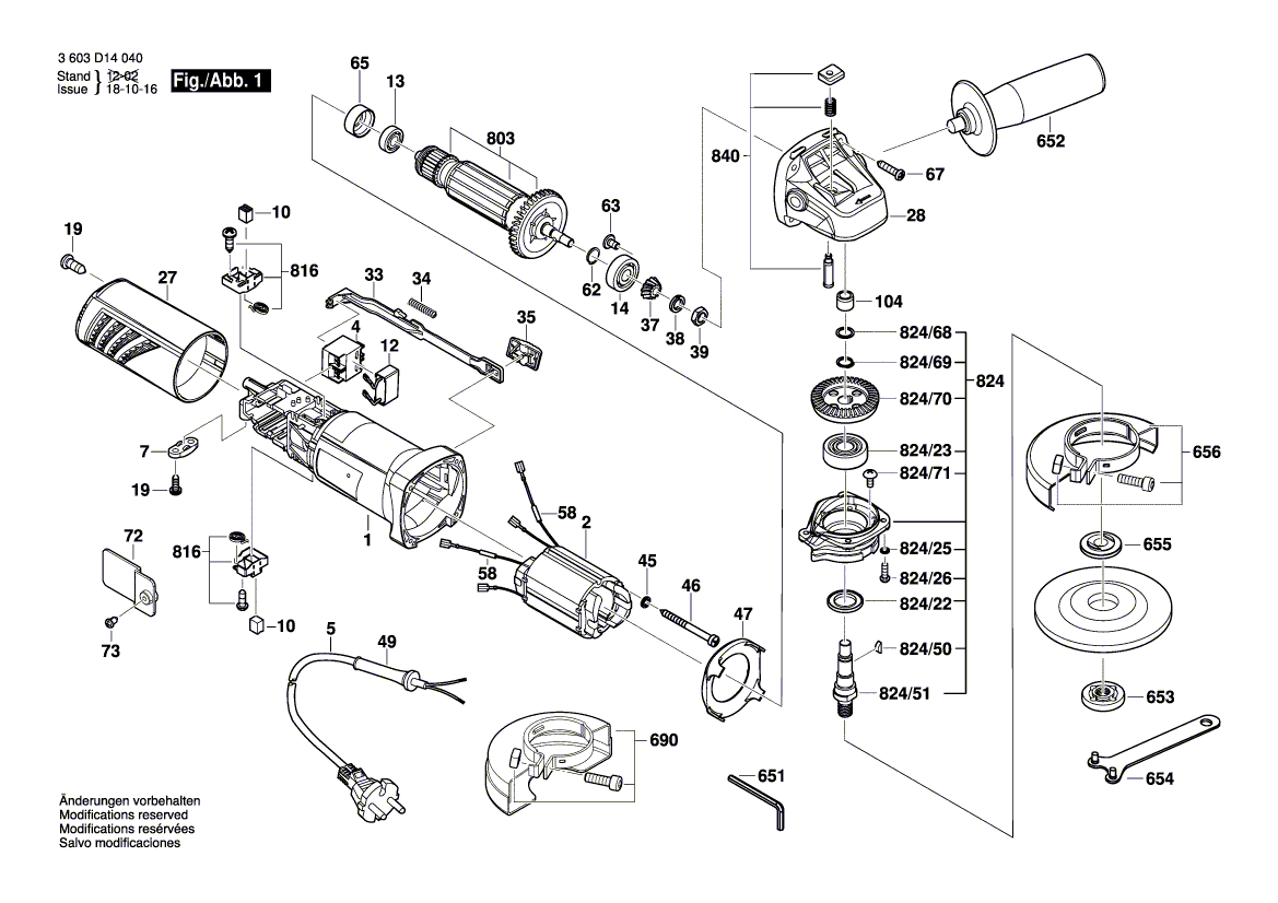 Nouveau véritable broche Bosch 1619pa0821