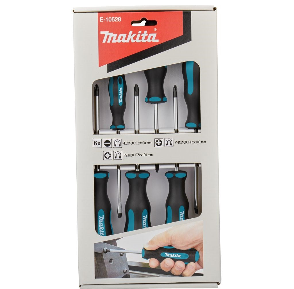 Новая подлинная Makita e-10528 Набор приводимости 6pcs (SL 2PCS+PH 2PCS+PZ 2PCS)